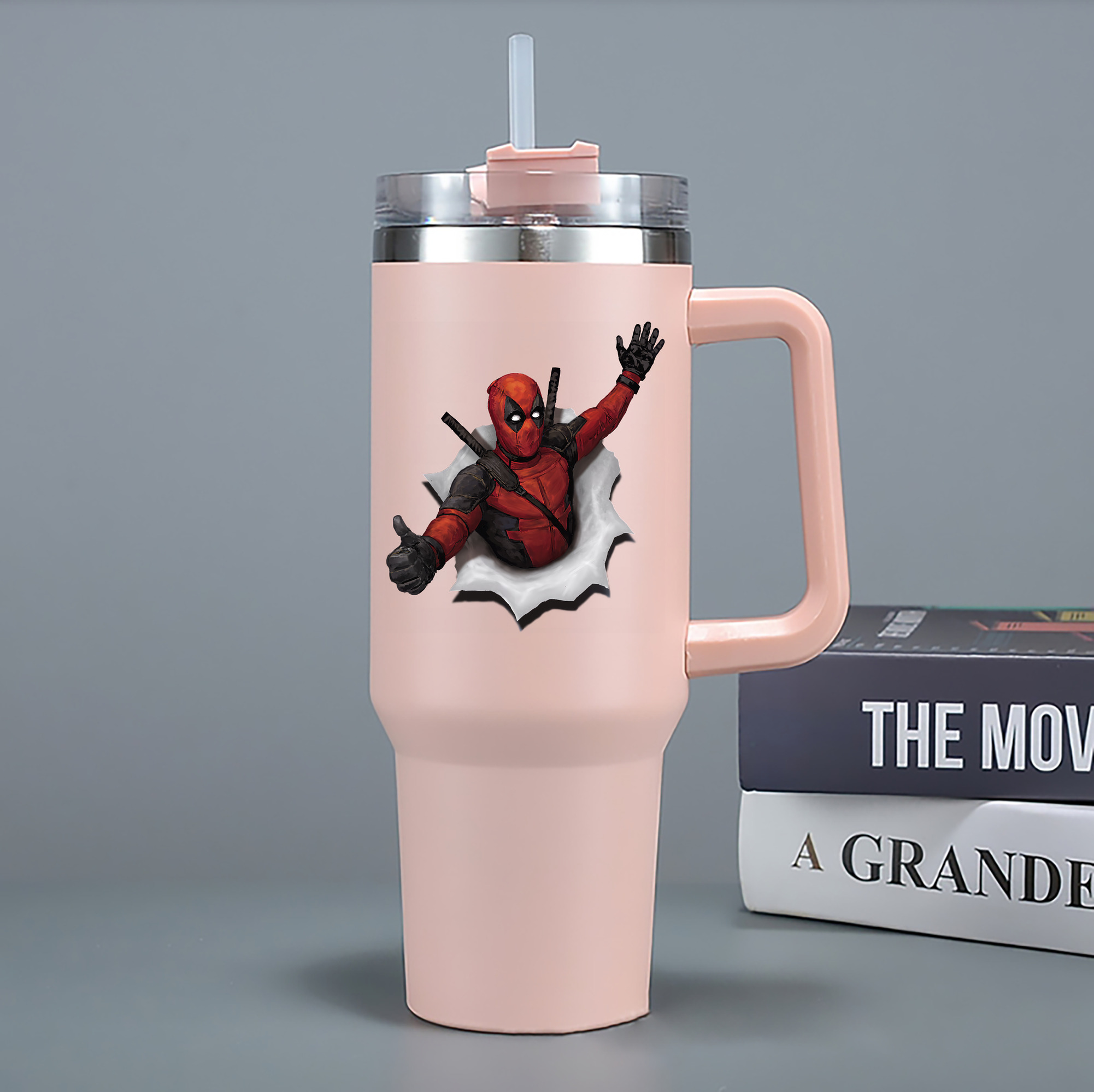 （画像用） Deadpool デッドプール 1200mL車用タンブラー - クリスタルステッカー（プラスチックストロー付き）